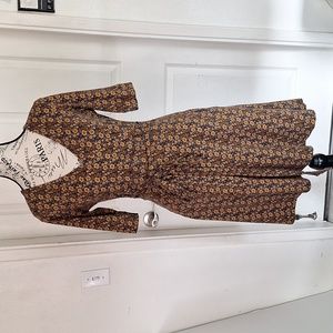 Toad & Co Brown Organic Cotton Blend Cue Wrap Dress In Buffalo Floral Size XS